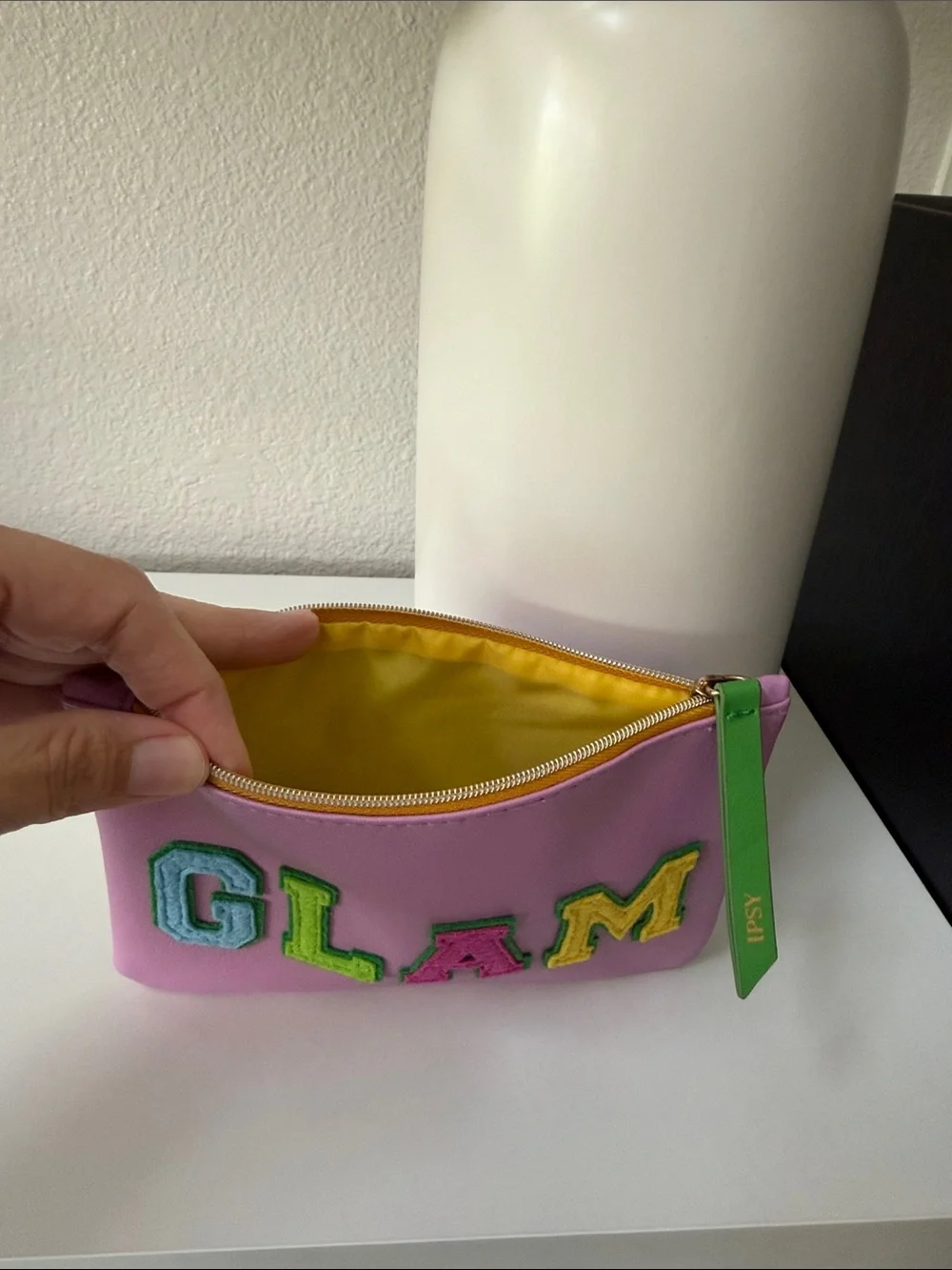 IPSY GLAM Pouch - Lavender with Multicolor Appliqué